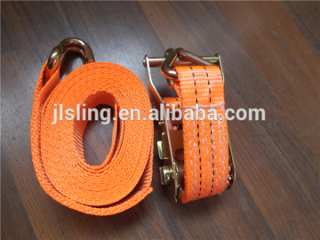 1.5" Ratchet tie down strap with J hooks cargo lashing strap