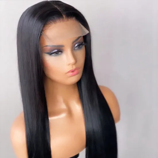 Hd Full Transparent Lace Front Wig Raw Brazilian Straight Virgin Human Hair Lace Wig Bleached Knots Lace Closure Human Hair Wig