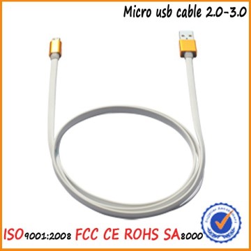 6.5 ft LED Light Up Braided Fabric Flat Micro USB Cable Extra Long 2 meter 6.5 ft Universal Charging and Data