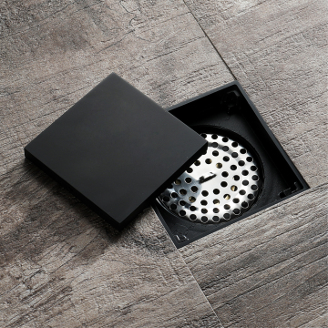 Concealed anti-odor black brass floor drain