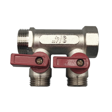 2 Way Nickel Plated Manifold 3/4 x 1/2 Inch with Ball Valve