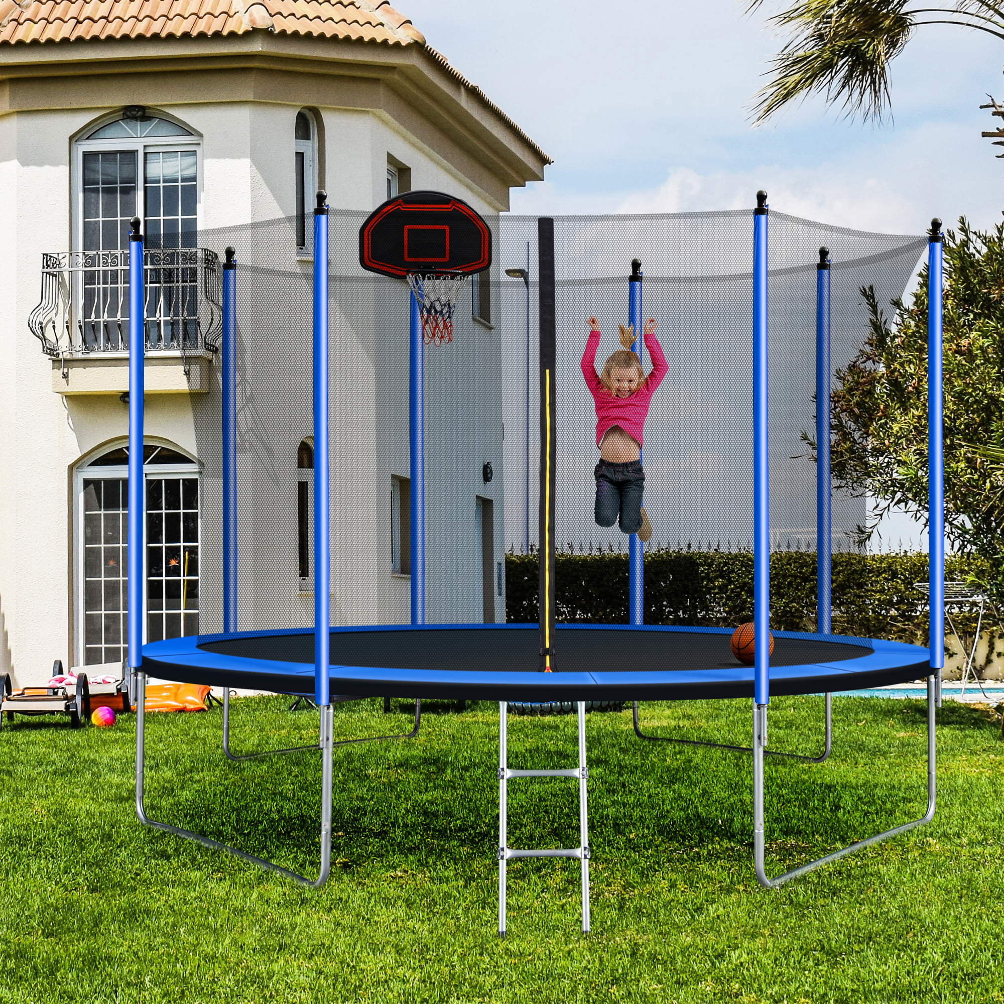 Outdoor Trampoline 10ft with Basketball Hoop