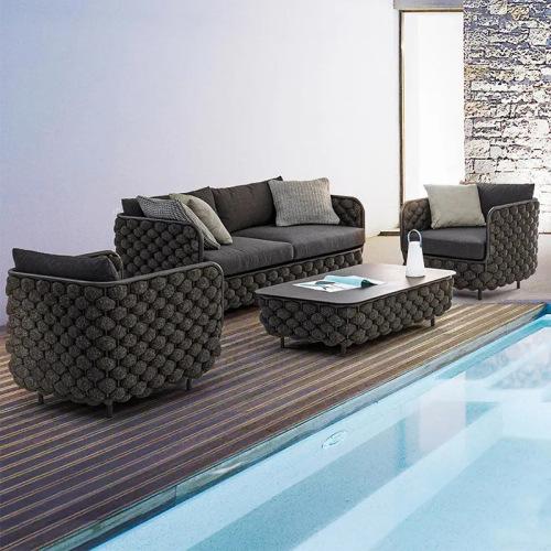 Modern Hotel Garden Patio tejido Combinación de sofá al aire libre