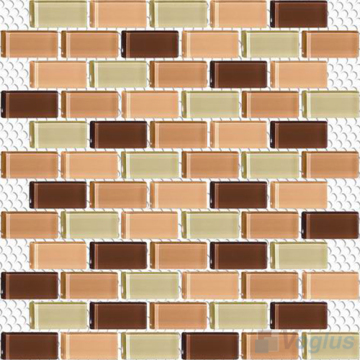 Subway Brown Mixed Swimming Pool Glass Mosaic