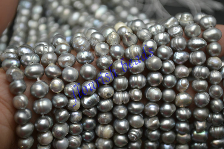 5~6mm Silvery Gray Color Fresh Water Pearl Potato Oval Loose Beads Fashion Jewelry making materials