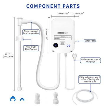 Self-Priming Domestic Water Dispenser Pump System for 5-Gallon Bottles - 220V AC, 3.8LPM, 70PSI
