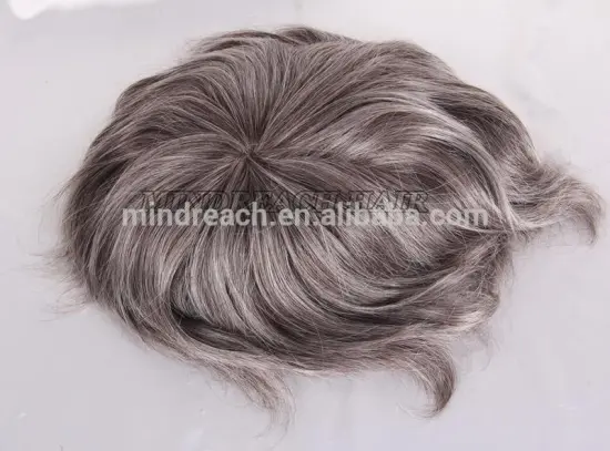 Invisible knots 100% hand tied toupee remy hair replacement system for men