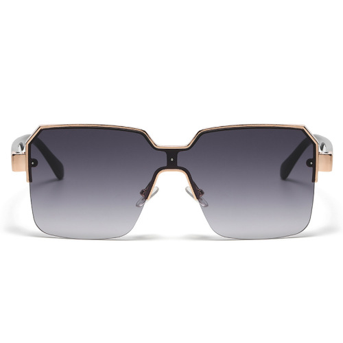 Óculos de sol quadrados de uma peça de uma peça Trendência Retro Gradiente Metal Metal Sunglasses
