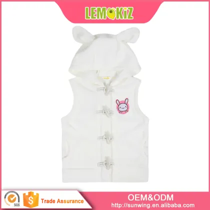 Hot selling cartoon hoodie design 100%polyester 2-13years old little girl hoodie vest coat