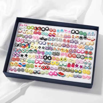 Set di cassette per orecchie argillose polimeriche per bambini resistenti alle allergie - 100 paia di colori misti