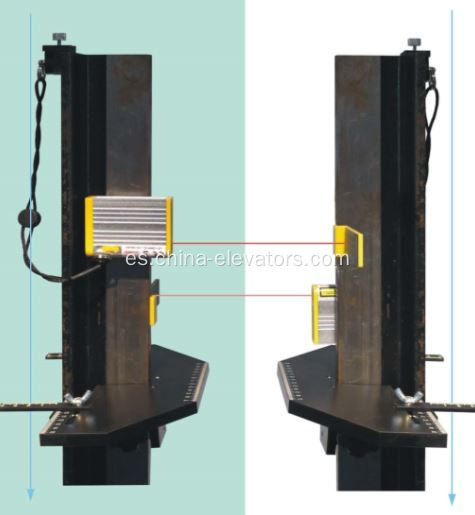 Corrector láser para instalación de rieles guía de ascensores