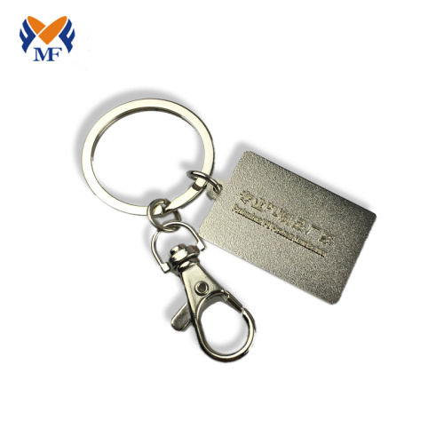 Square metal custom soft enamel leather keychain