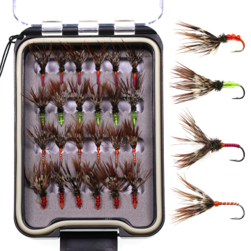 24PCS/Set Tenkara Flies Sakasa Kebari Trout Steelhead Grayling Floating Bait Lures - Waterproof Box #12