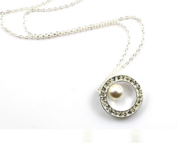 PT1150 Zinc Alloy Fashion Jewelry Pearl Necklace 2015 Elegant Crystal Charm Circle Pendant Necklace