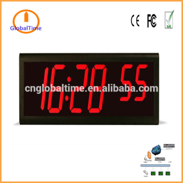 GlobalTime 6-digit 7-segment red LED POE wall clock