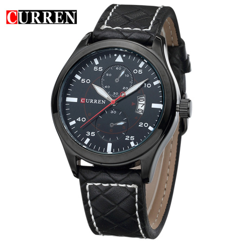 Casual Genuine Leather Men Quartz Wristwatch