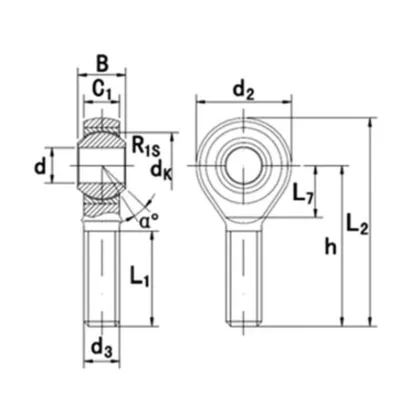 POS12A IKO Right Hand Lubrication Type Rod End With Male Thread