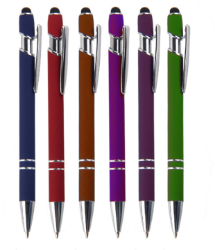 Custom Engraved Soft Cover Metal Touch Stylus Ballpoint Pen