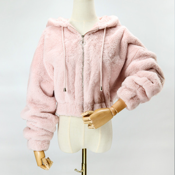 Women's Zip Up Plush Faux Fur Jacket