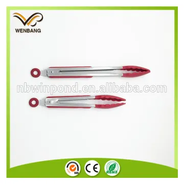 12'' stainless steel handle bbq silicone kitchen tongs