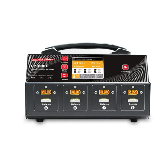 UltraPower Up1200: 8-Channel 6S Lipo LiHV Portable Balanced Battery Charger with Display for Agricultural Equipment