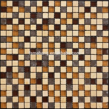 Hot selling interior decorative stone mix crystal glass tile square mosaic