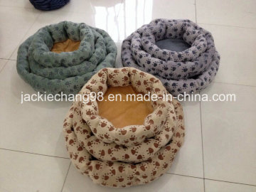 Round Shape Offset Printed Micro Mink Bed for Dog