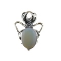 Opalite 13X18mm Cabs Antique Silver Alloy Spider Pendant Necklace 45cm Black Cord