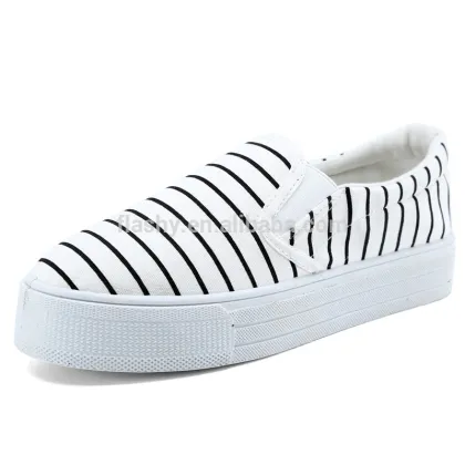 Wholesale high platform shoes slip on wedge heel canvas shoe