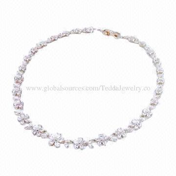 2014 gold-plated chokers, made of brass and cubic zirconia, small orders are accepted