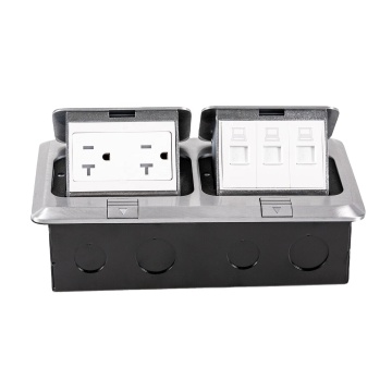 3-Port RJ45 & USB TR Aluminum Alloy Pop-Up Floor Box Electrical Kit - 15 Amp