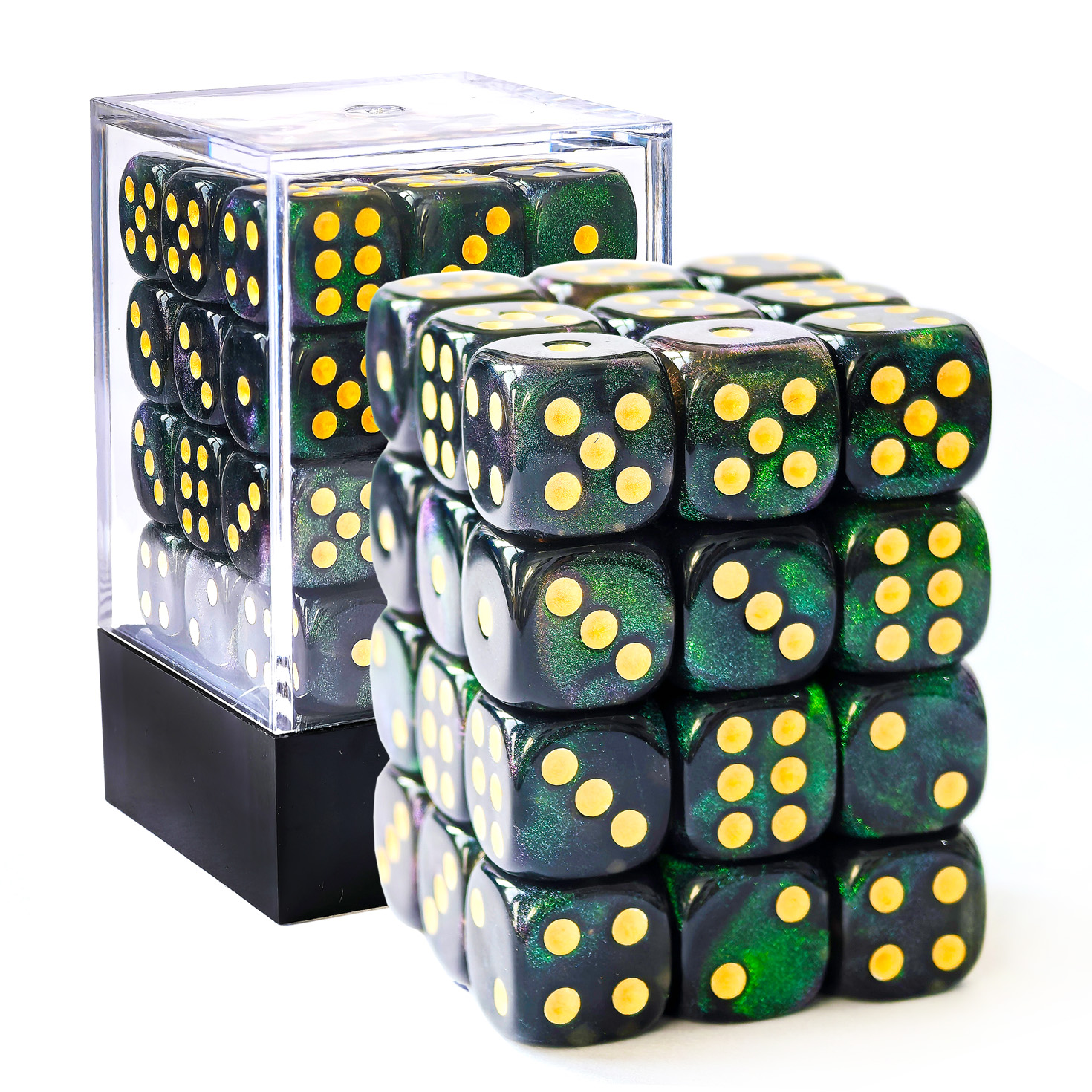 Pearl Dark Green Dice with Green Shimmery