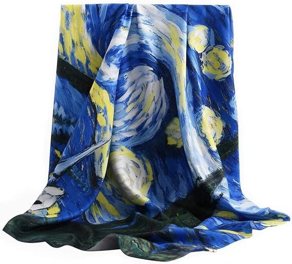 100% Mulberry Silk Scarf-Printed 35" Square Large Silk Hair Head Wrap Scarf