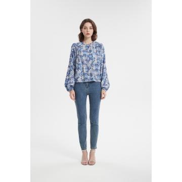 Design Ladies Long Sleeve Floral Printed Blouse Shirt