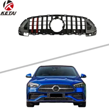 ROCKET GT Style Gloss Black Carbon Look Red Stripes Front Bumper Grille for BENZ W206 - Auto Accessories 2022+
