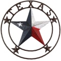 Rustikale Farbe Texas Star State Flag Circle Zeichen