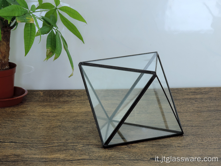 Contenitore in vetro per terrario geometrico di alta qualità fatto a mano