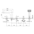 5-hole rim-mounted bath mixer