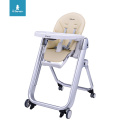 Cadeira de jantar ajustável e reclinável para bebês com rodas