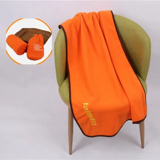70*100 CM Outdoor Throw Polar Fleece Embroidery Polyester Travel Pocket Blanket
