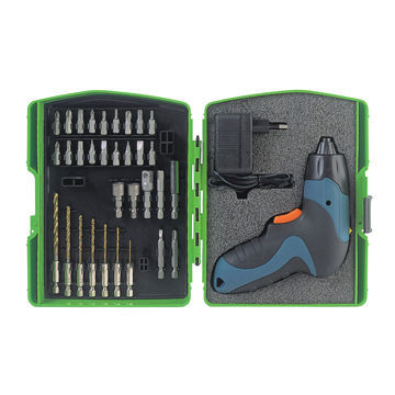 34-piece cordless screwdriver set with 1-piece magnetic bit holder, 2-piece 50mm bits adapter