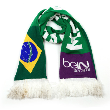 Custom Design Promotional Sports Outdoor Football Winter Acrylic Knitted Scarf for Fans