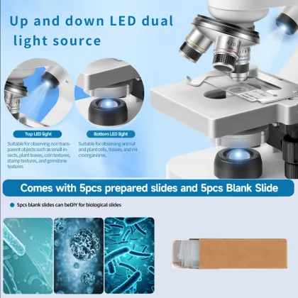 Zoom 2000x Monocular Student Microscope for Kids - Educational Lab Scope