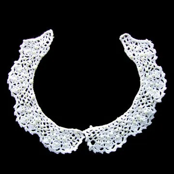 Crochet Collar, Made of Cotton Cord Decorated with Imitation Pearl, Peter Pan Style