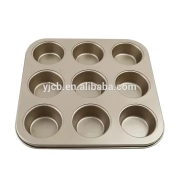 Quality 9 Cups Muffin Cup Golden Cake Mould