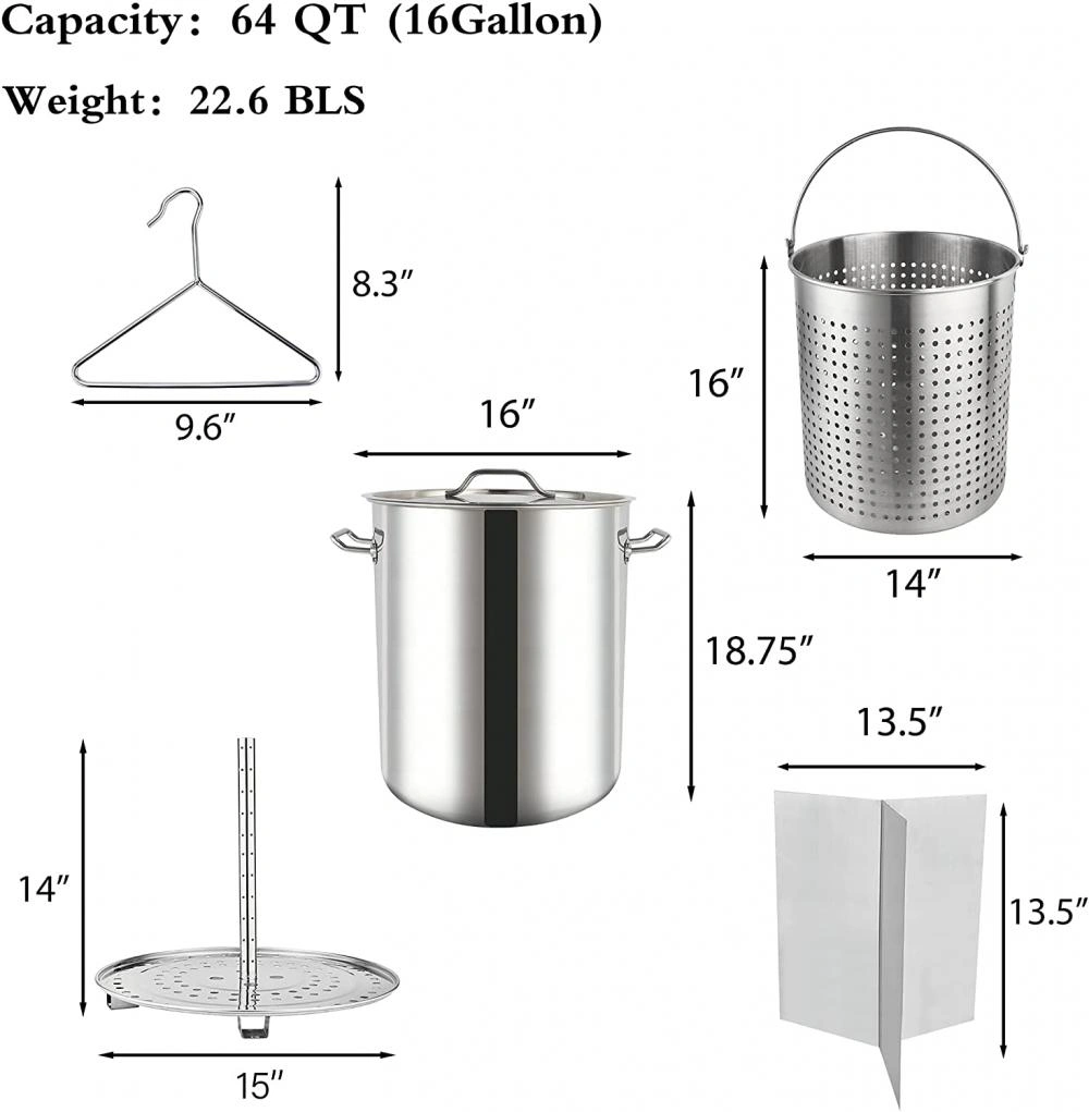 ARC Advanced Royal Champion 64-Quart Stainless Steel Stock Pot and