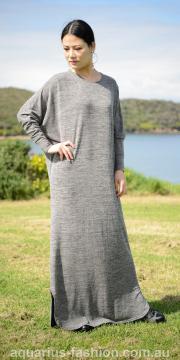 Grey Knit Fabric batwing Dress