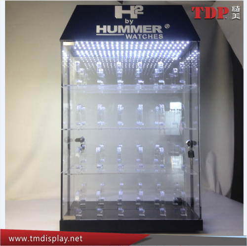 Factory custom led lit up watch stand display watch display showcase watch display cabinet for window display