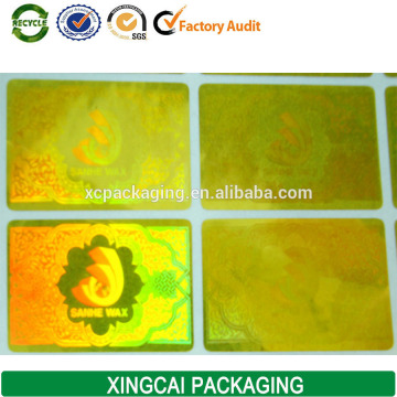 Gold 3D Custom hologram sticker manufacture for clothing