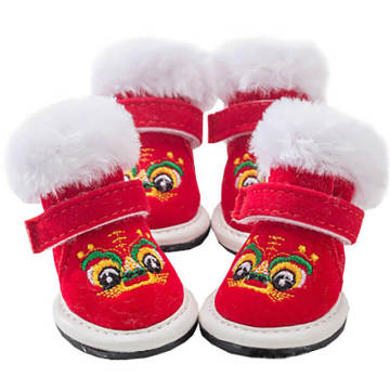Trendy Tiger Head Warm Pet Cotton Boots for Dogs